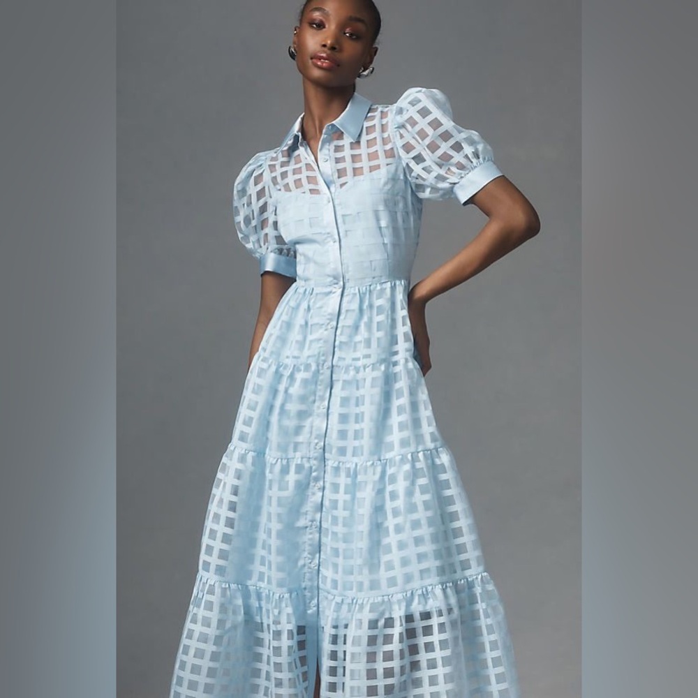 English Factory Blue Organza Dress